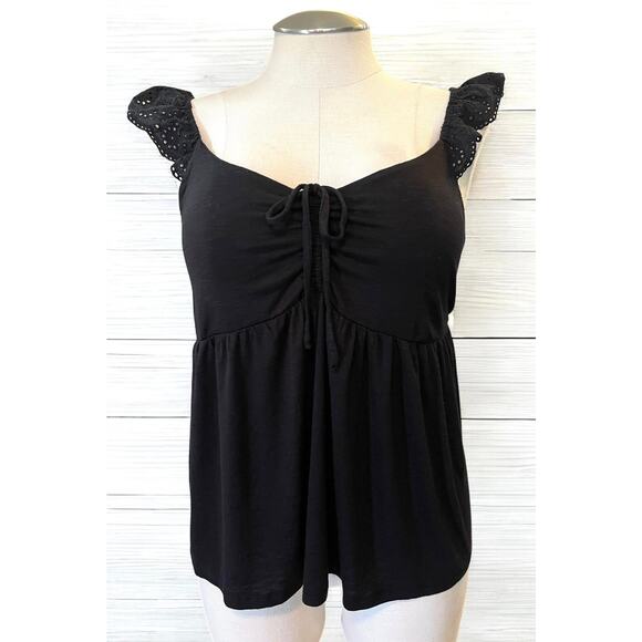 Torrid Plus Size 3 Busty Sweetheart Eyelet Ruffle Tie Front Busty Slub Tank Top - Picture 2 of 3